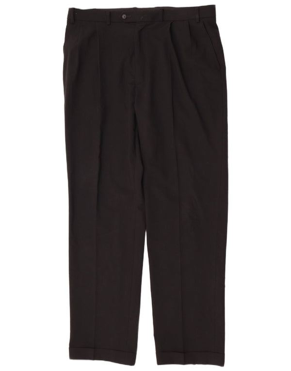 Pantaloni de costum obișnuiți pentru bărbați Marks & Spencer L38 L33 Poliester negru