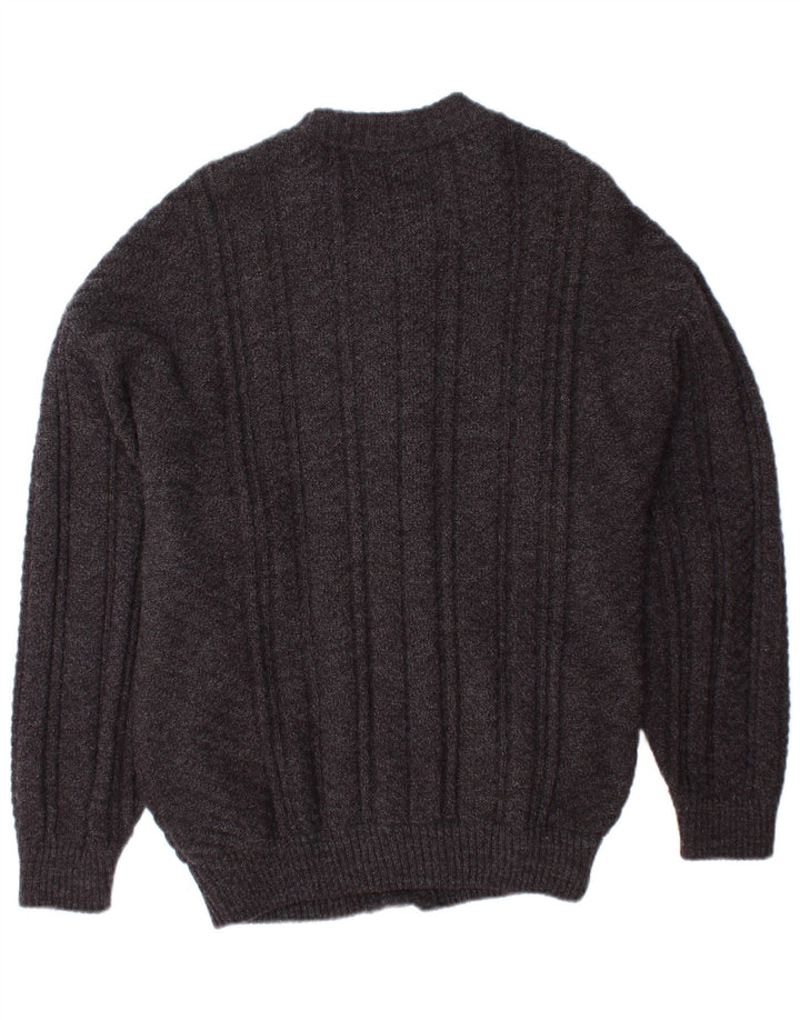 Pulover cardigan VINTAGE pentru bărbați, mic, gri Argyle/Diamond Acrylic