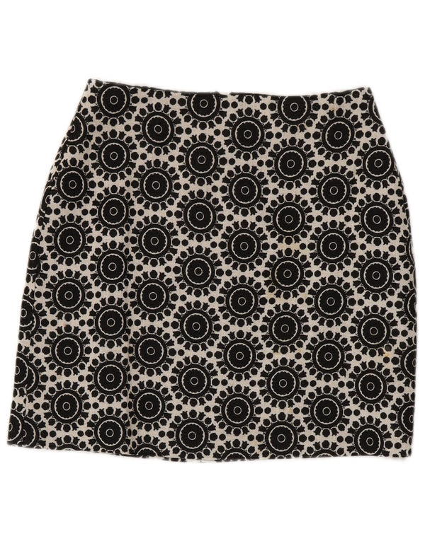 Fusta creion pentru femei Marks & Spencer UK 8 Small W28 Bumbac geometric negru