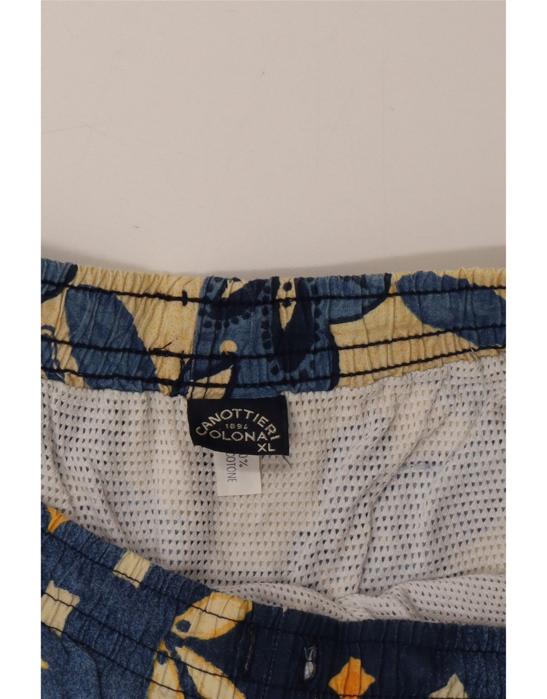 Pantaloni scurți de înot VINTAGE pentru bărbați XL, bumbac geometric, albastru