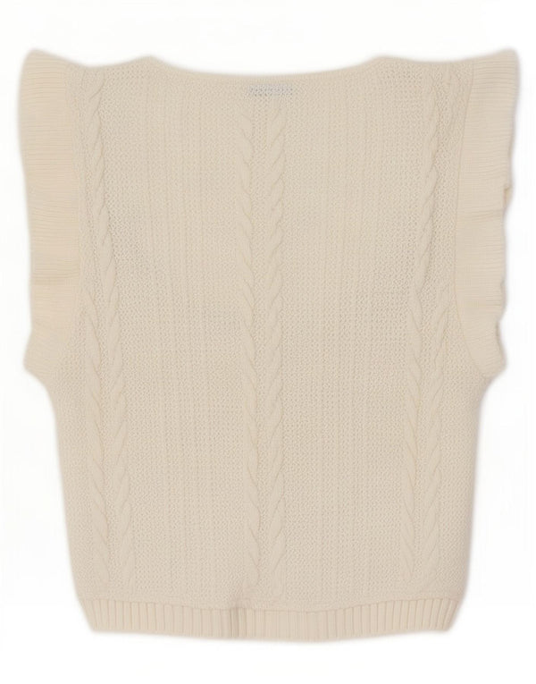 Zara femei Crop Vest Tank Top UK 8 Small Poliester alb