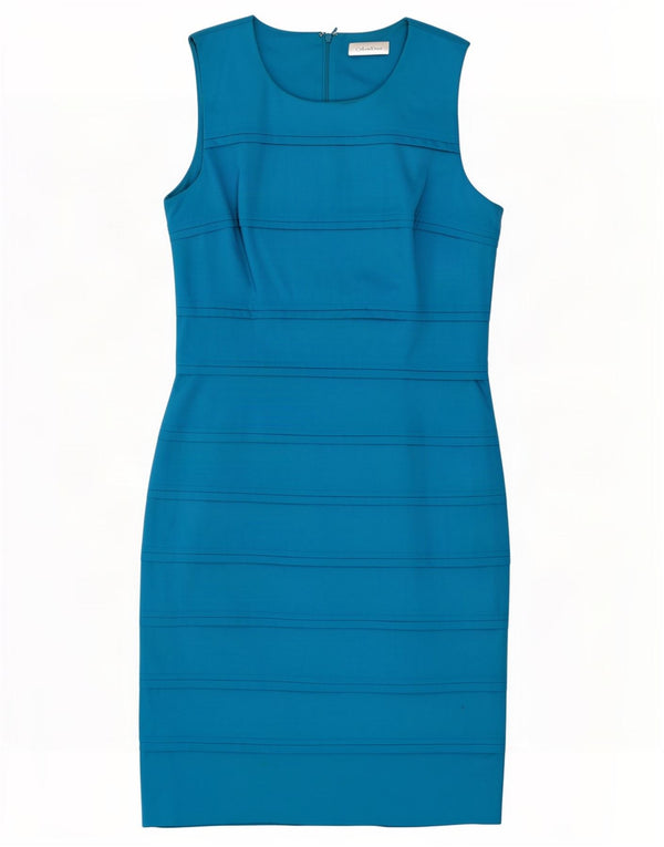 Rochie teacă fără mâneci pentru femei Calvin Klein UK 8 Bumbac albastru mic