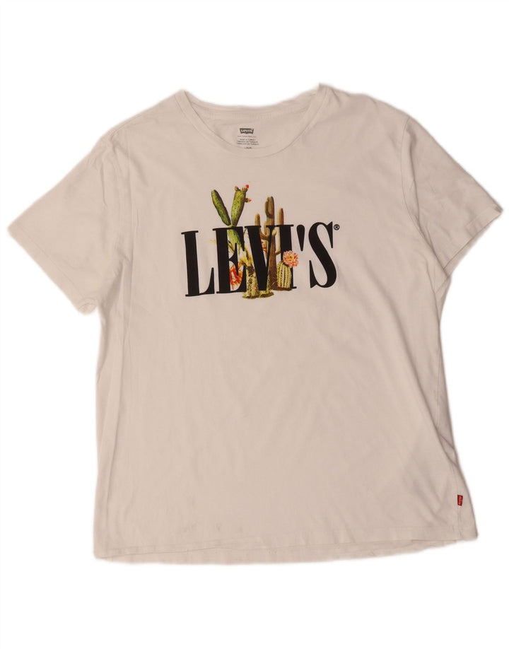 Tricou grafic Levi's pentru bărbați Top mare din bumbac alb