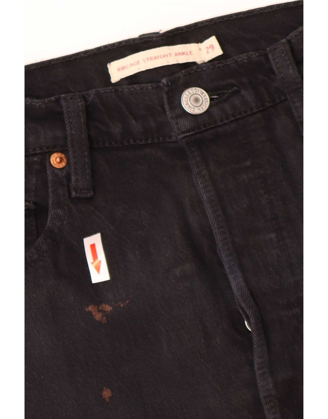 Blugi drepti pentru femei Levi's Ribcage W29 L27 bumbac negru
