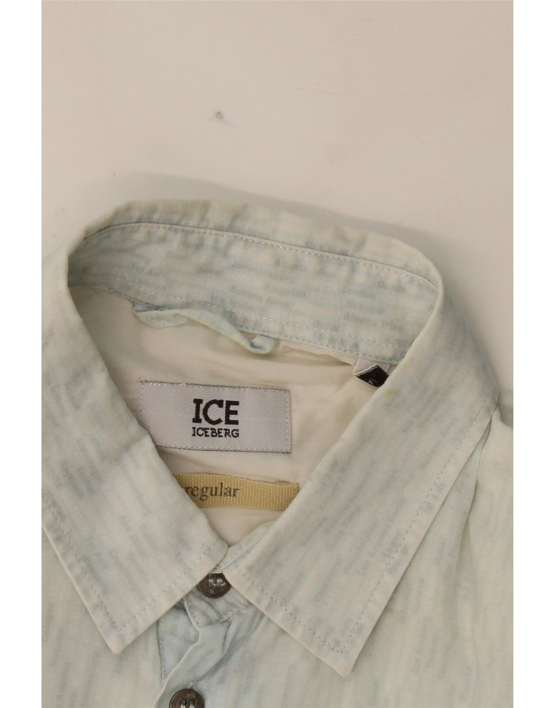 ICEBERG Mens Regular Fit Short Sleeve Shirt Medium Blue Vintage Iceberg and Second-Hand Iceberg from Messina Hembry 