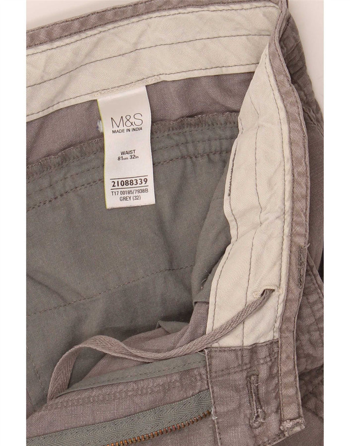 Bermude pentru bărbați Marks & Spencer W32 Medium Grey Linen