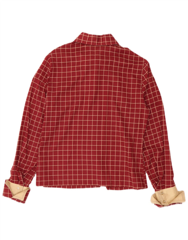 Cămașă formală vintage pentru femei UK 14 Medium Burgundy Check