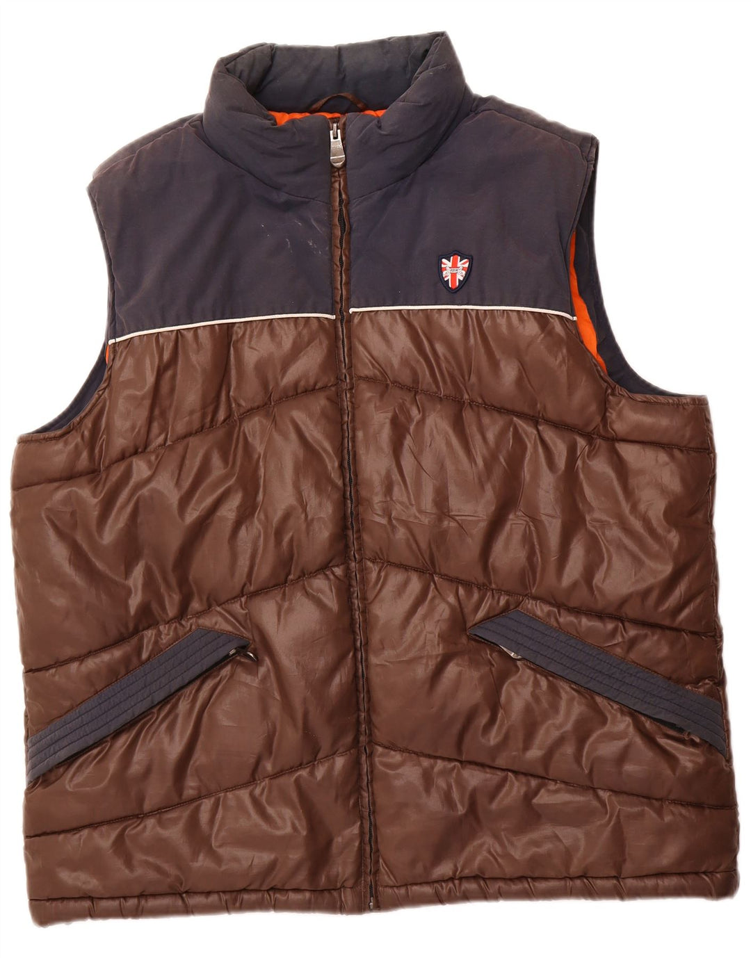 Gilet căptușit pentru bărbați PUFFA UK 44 2XL Maro Poliester color bloc