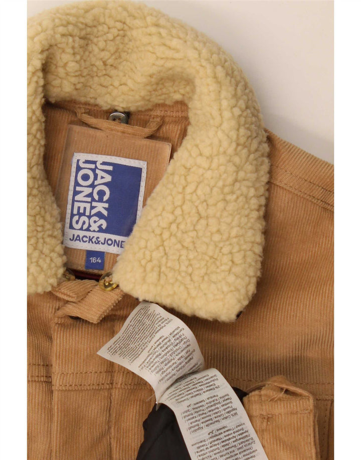 Jachetă Jack & Jones pentru băieți din velur 13-14 ani, bumbac bej