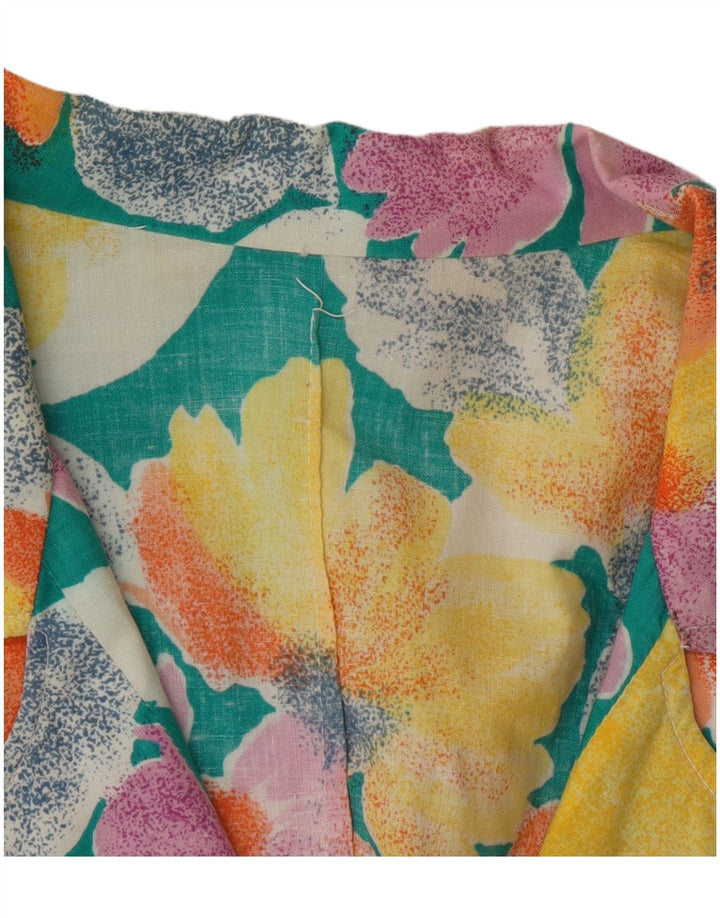 Blazer vintage pentru femei cu 3 nasturi, UK 16, mare, multicoloră, florală