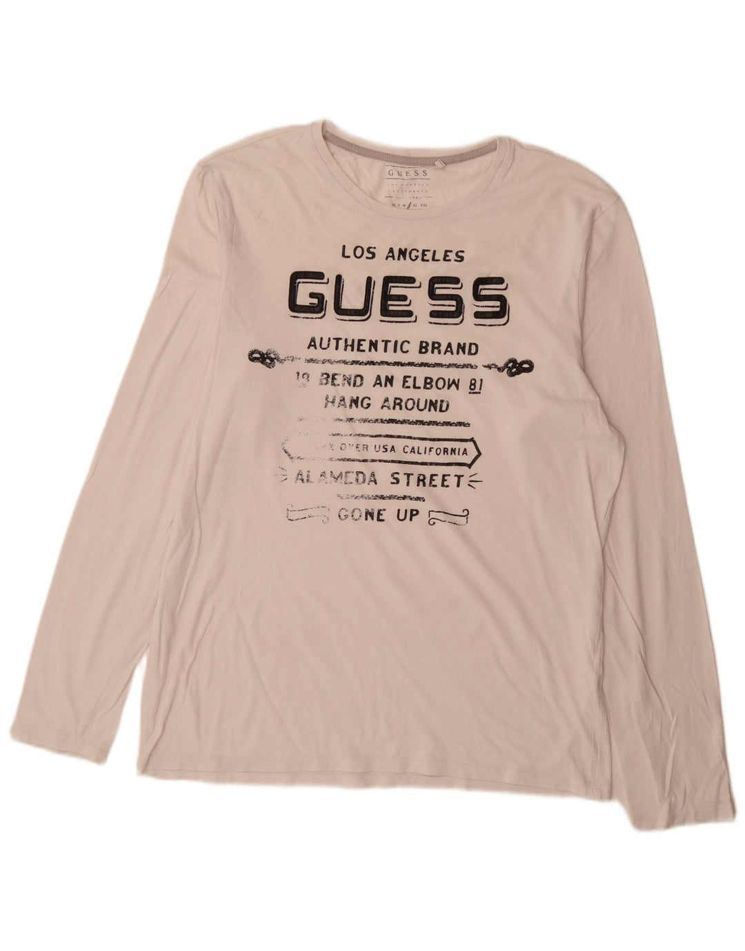 Guess Slim Fit Graphic Top cu mânecă lungă, mare, alb