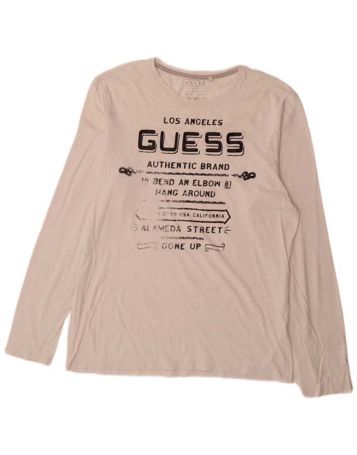 Guess Slim Fit Graphic Top cu mânecă lungă, mare, alb