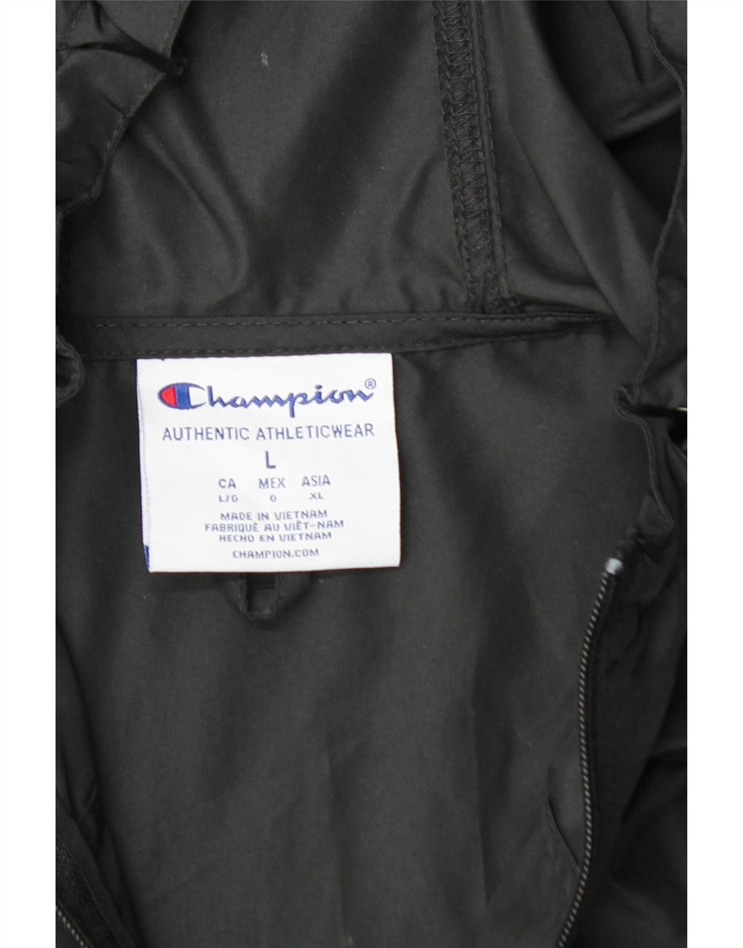CHAMPION Mens Hooded Rain Jacket UK 40 Large Black Polyester