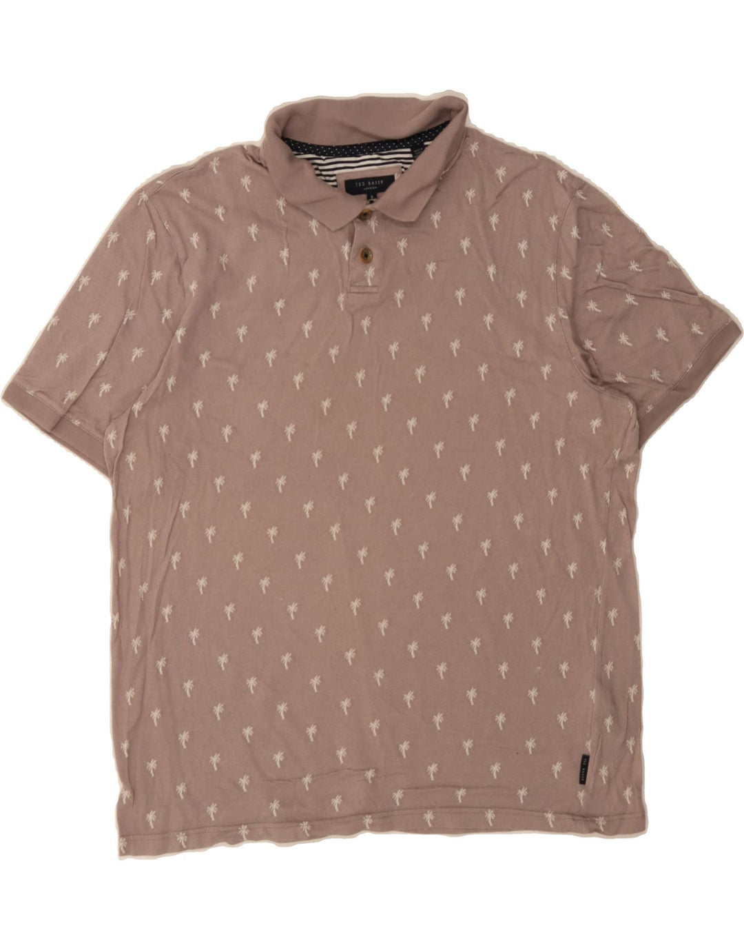 TED BAKER Mens Abstract Pattern Polo Shirt Size 5 XL Brown Cotton Vintage Ted Baker and Second-Hand Ted Baker from Messina Hembry 