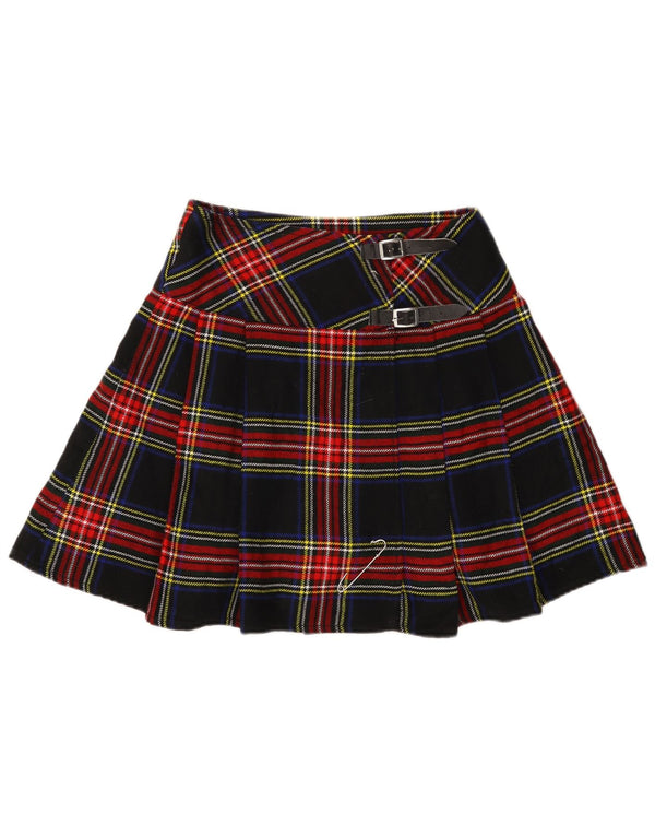 Fusta Mini Wrap Vintage pentru femei W30 Medium Bleumarin Plaid Acrilic