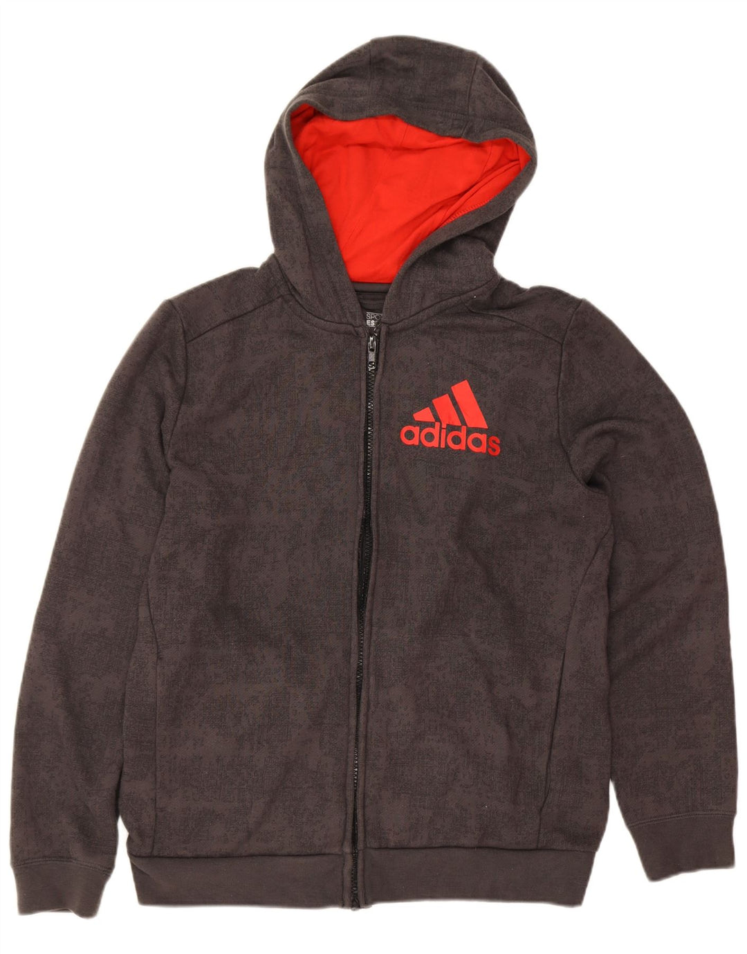 Adidas Băieți Graphic Zip Hoodie Pulover 13-14 Ani Gri Poliester