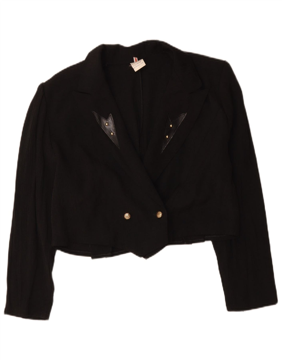 Jachetă Blazer Vintage Crop pentru femei UK 16 Large Black