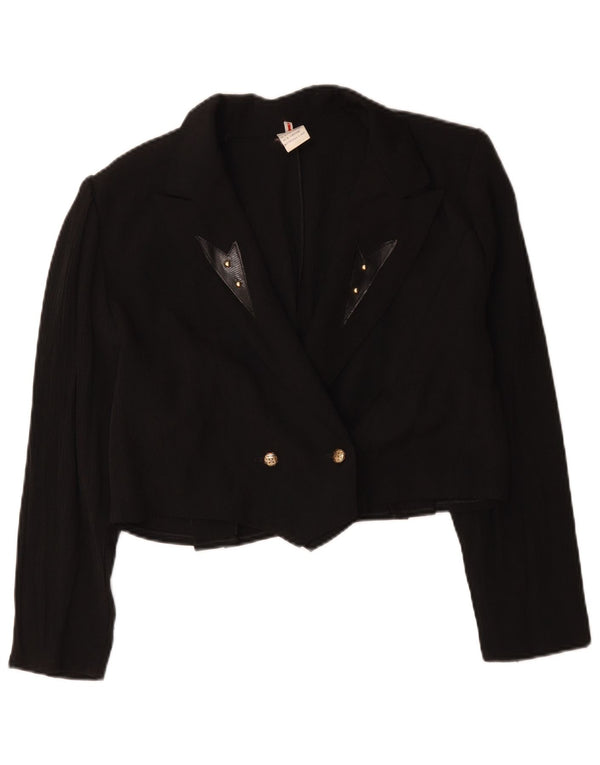 Jachetă Blazer Vintage Crop pentru femei UK 16 Large Black