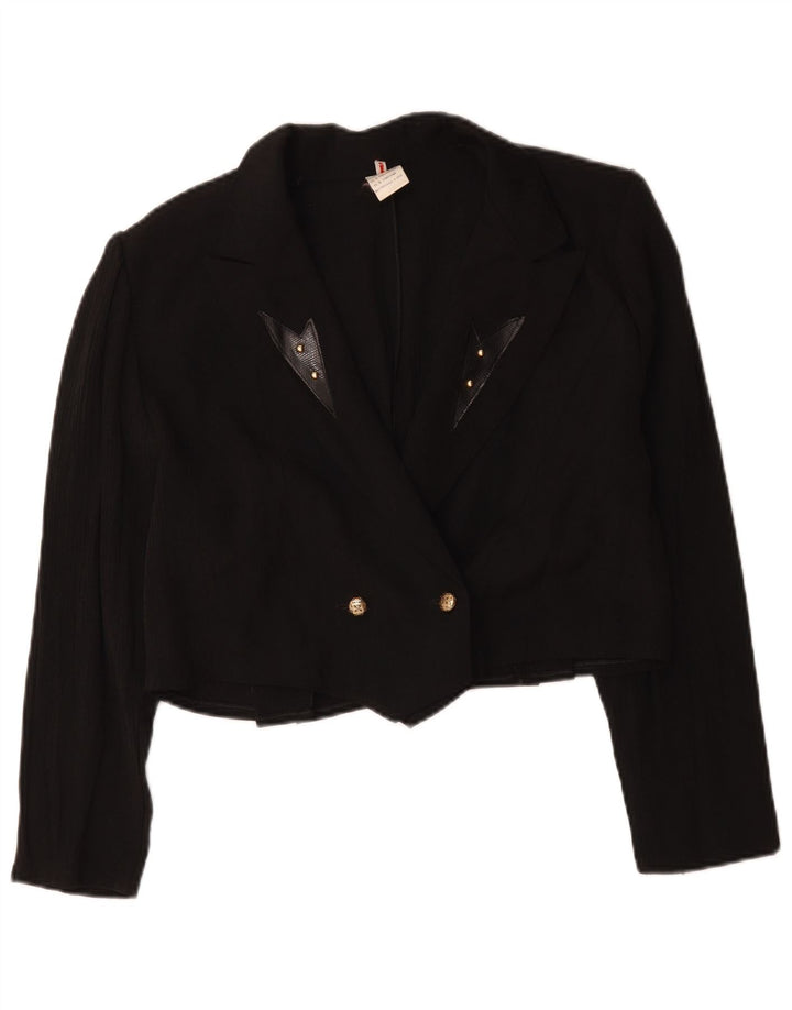 Jachetă Blazer Vintage Crop pentru femei UK 16 Large Black