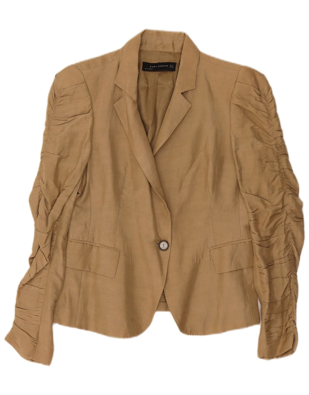 Blazer pentru femei Zara, cu 1 nasture, UK 12 Bej mediu