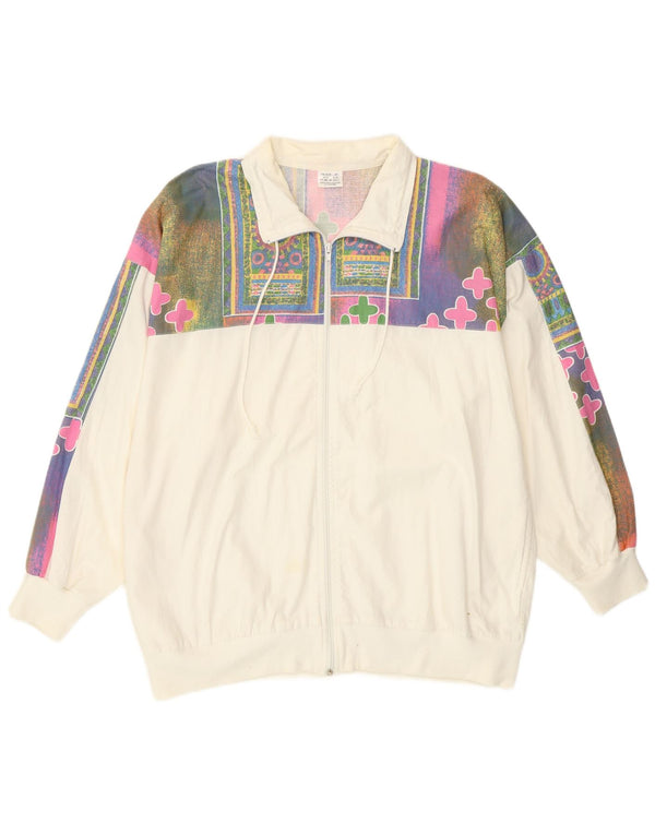 Jachetă de trening pentru bărbați vintage cu model abstract, EU 44/46, albă mică