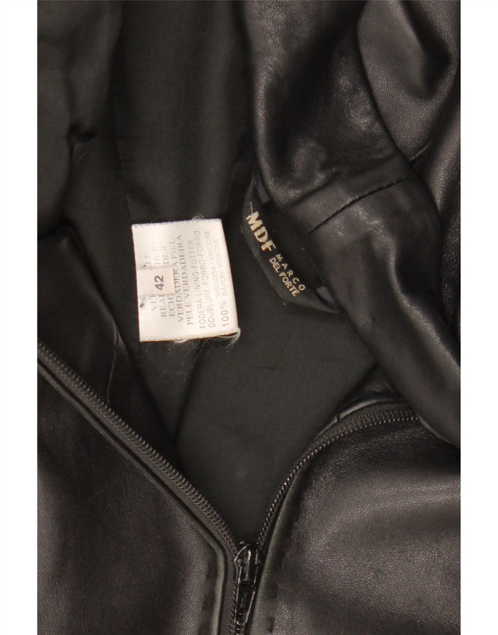MARCO DEL FORTE Jachetă de piele pentru femei IT 42 Medium Black Leather