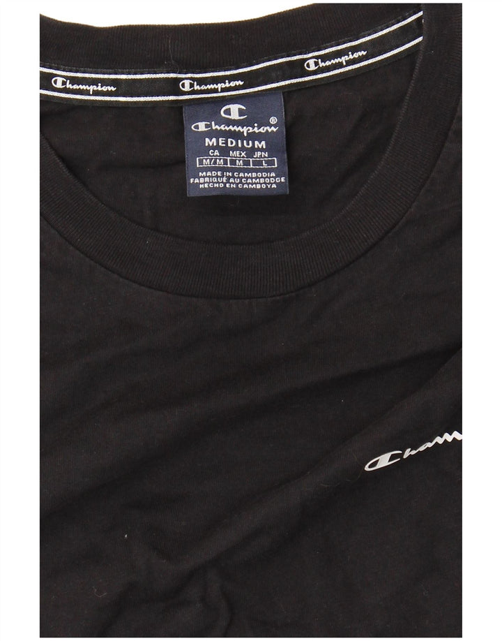 CHAMPION Mens Graphic Top Long Sleeve Medium Black