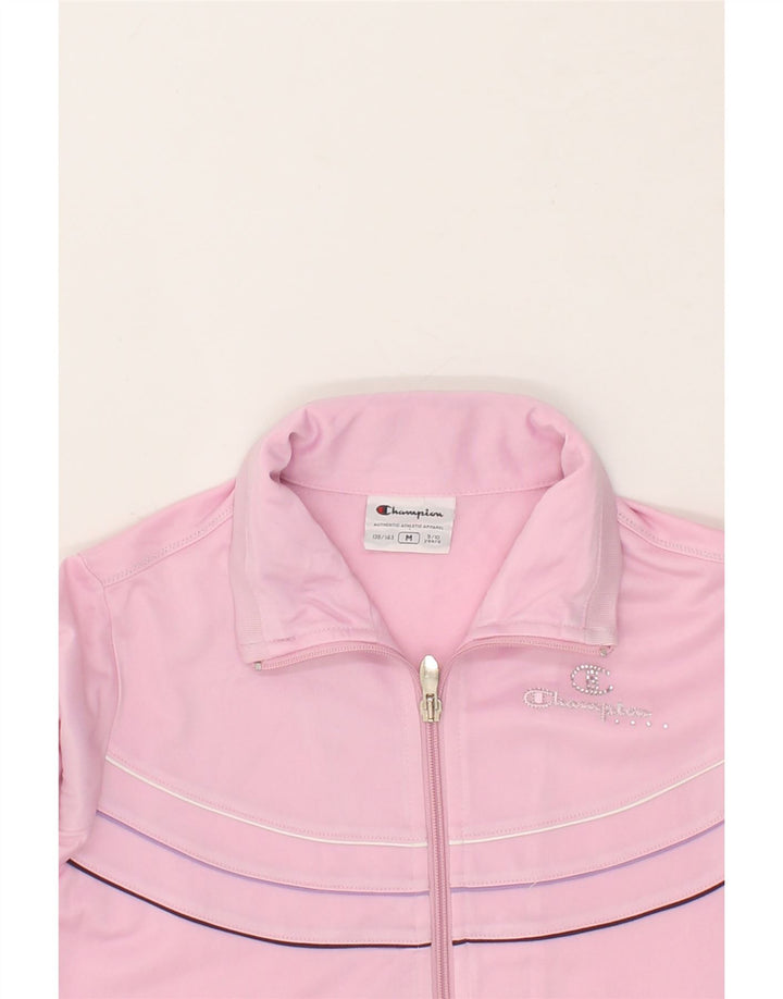 CHAMPION Girls Tracksuit Top Jacket 9-10 Years Medium Pink Polyester Vintage Champion and Second-Hand Champion from Messina Hembry 