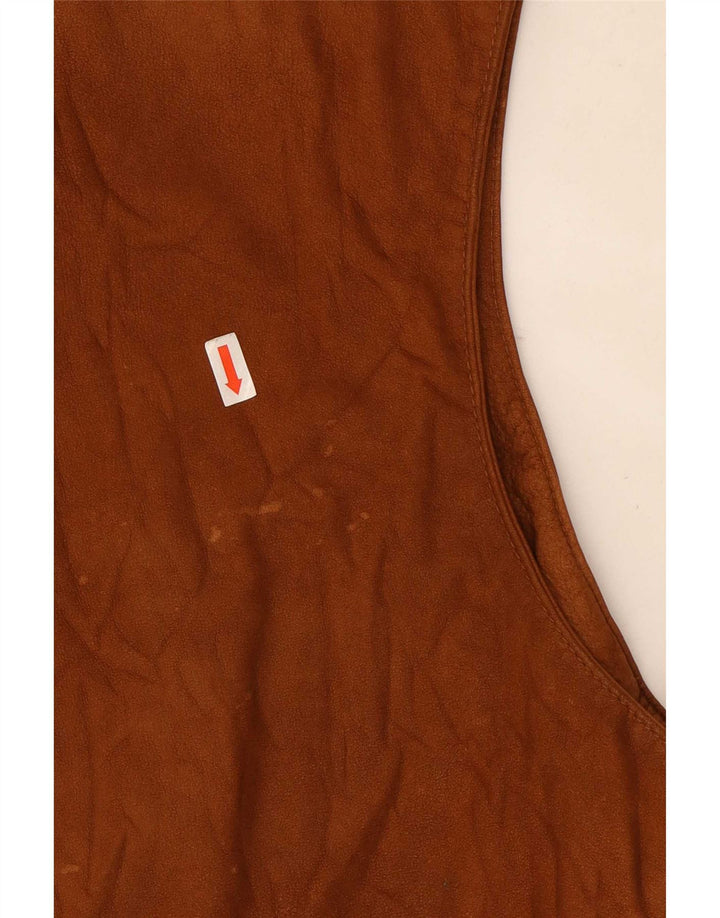 Vestă vintage bărbați din piele intoarsa XL maro