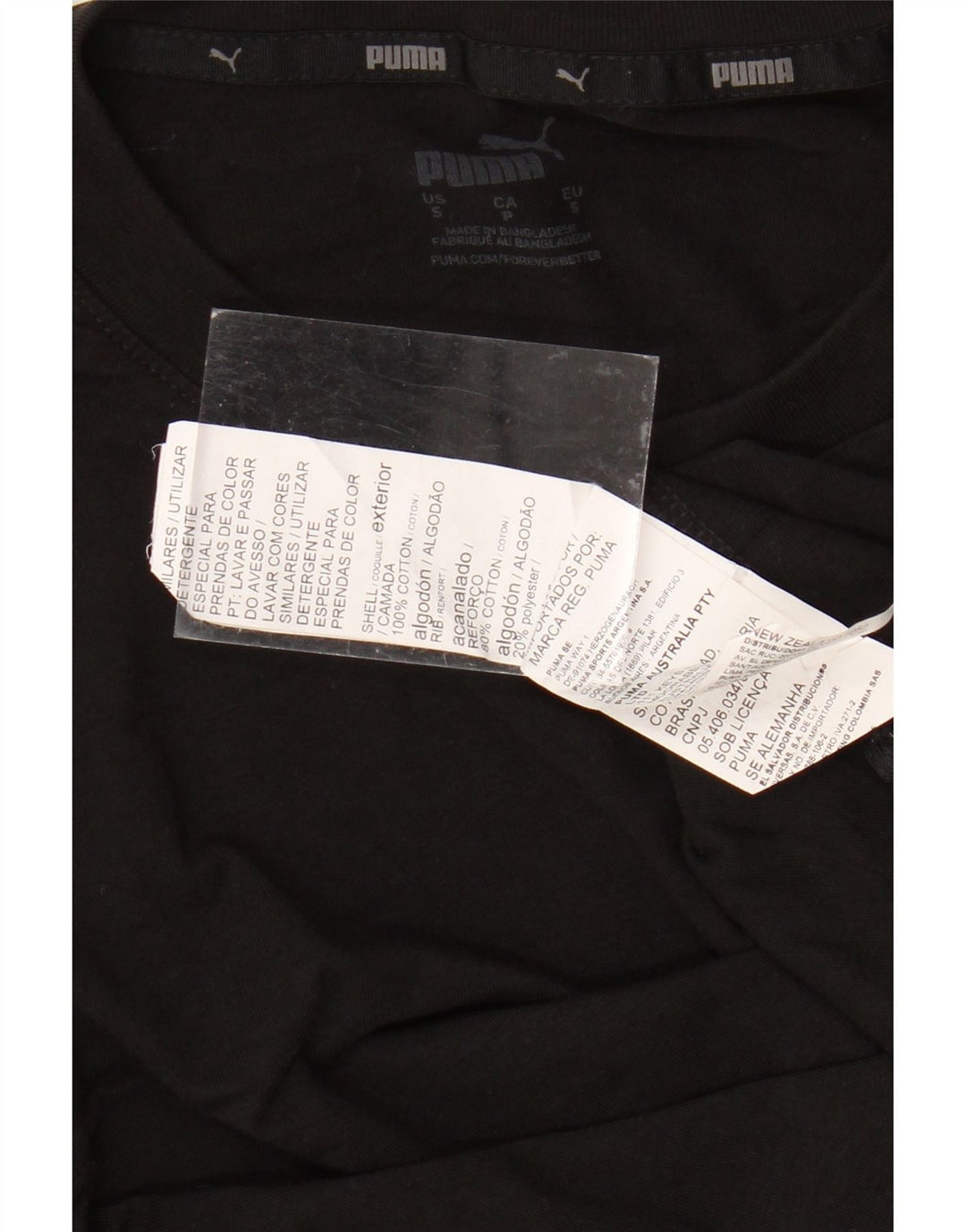 Top grafic PUMA cu mânecă lungă pentru bărbați, bumbac negru mic