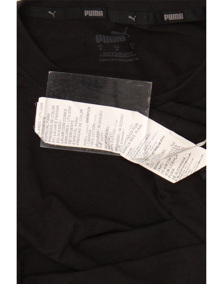 Top grafic PUMA cu mânecă lungă pentru bărbați, bumbac negru mic