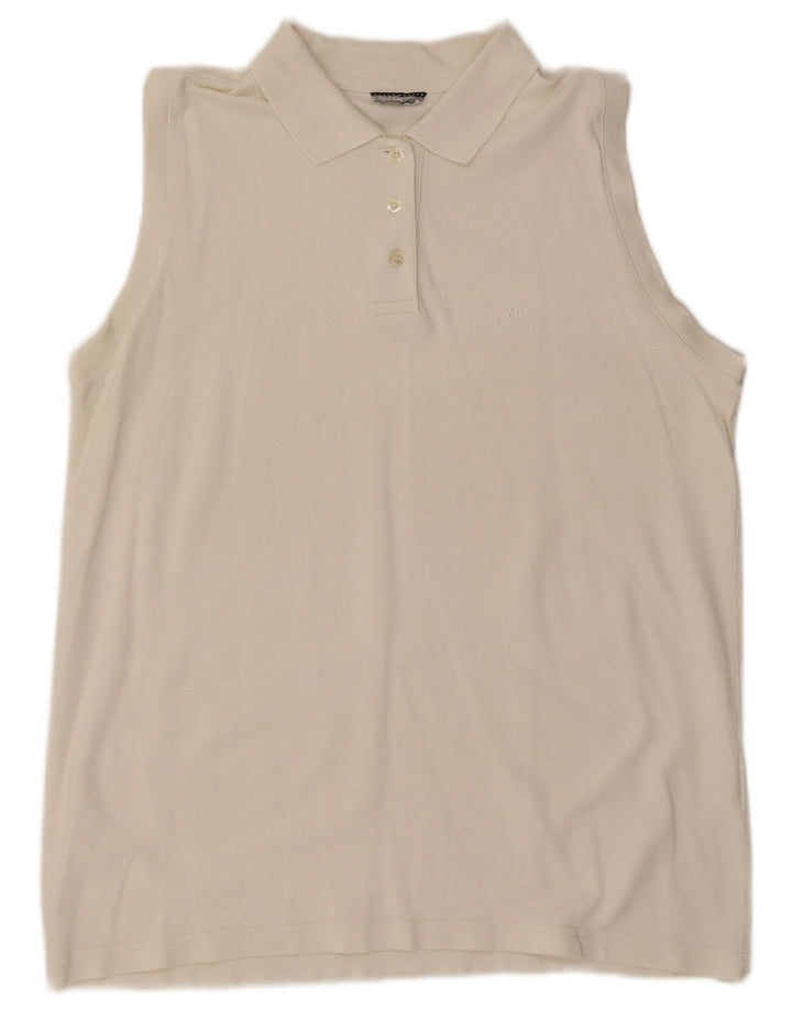 Tricou polo fără mâneci pentru femei Belfe, bumbac alb XL