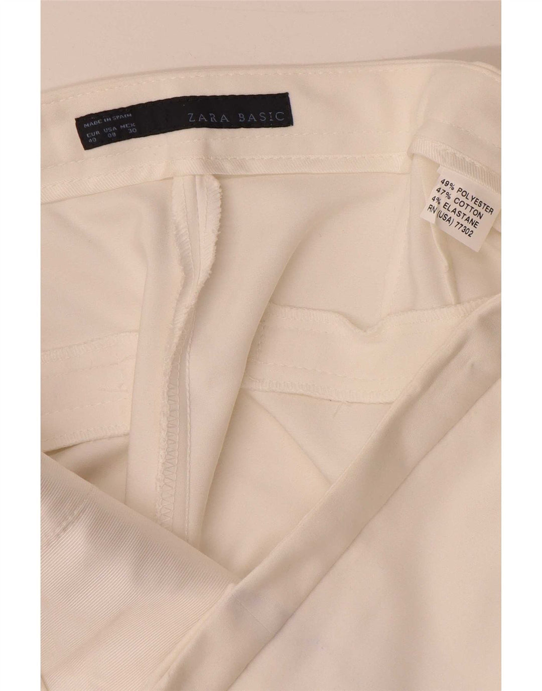 Pantaloni tăiați pentru femei Zara EU 40 Medium L30 L24 Poliester alb
