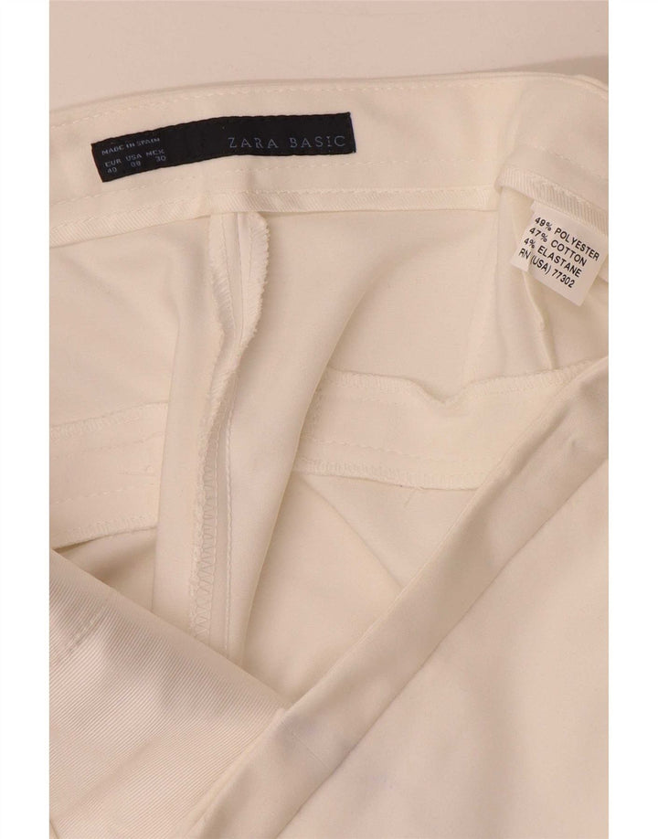 Pantaloni tăiați pentru femei Zara EU 40 Medium L30 L24 Poliester alb