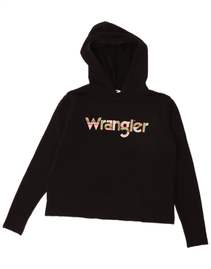 WRANGLER Pulover supradimensionat pentru femei cu glugă cu grafică UK 10 Bumbac negru mic