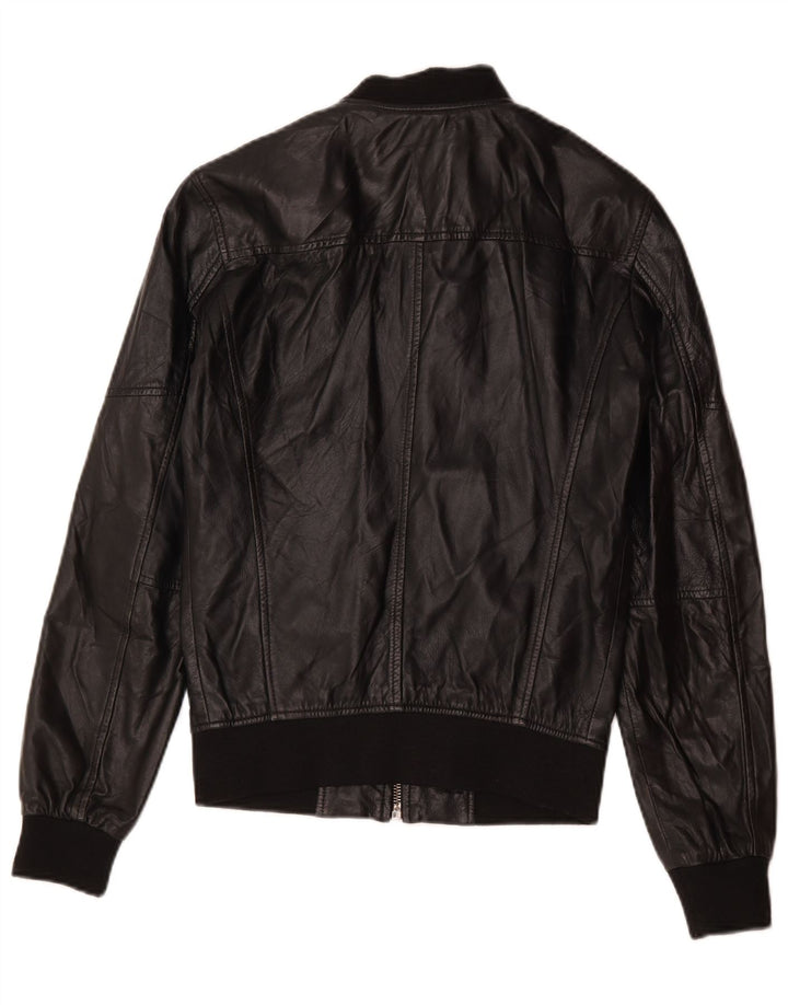 Bomber din piele pentru femei Zara UK 10 Mic din piele neagră