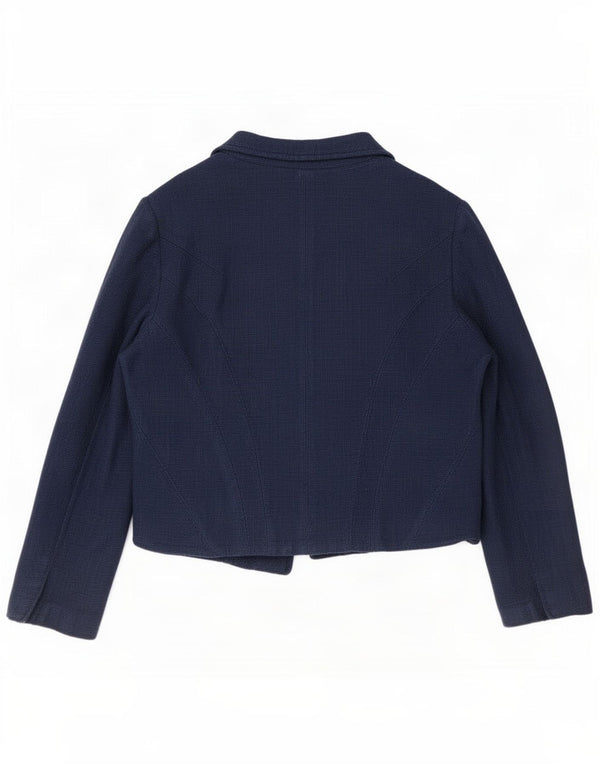 Jachetă Blazer deschisă pentru femei Zara UK 14 mare, albastru bleumarin, bumbac