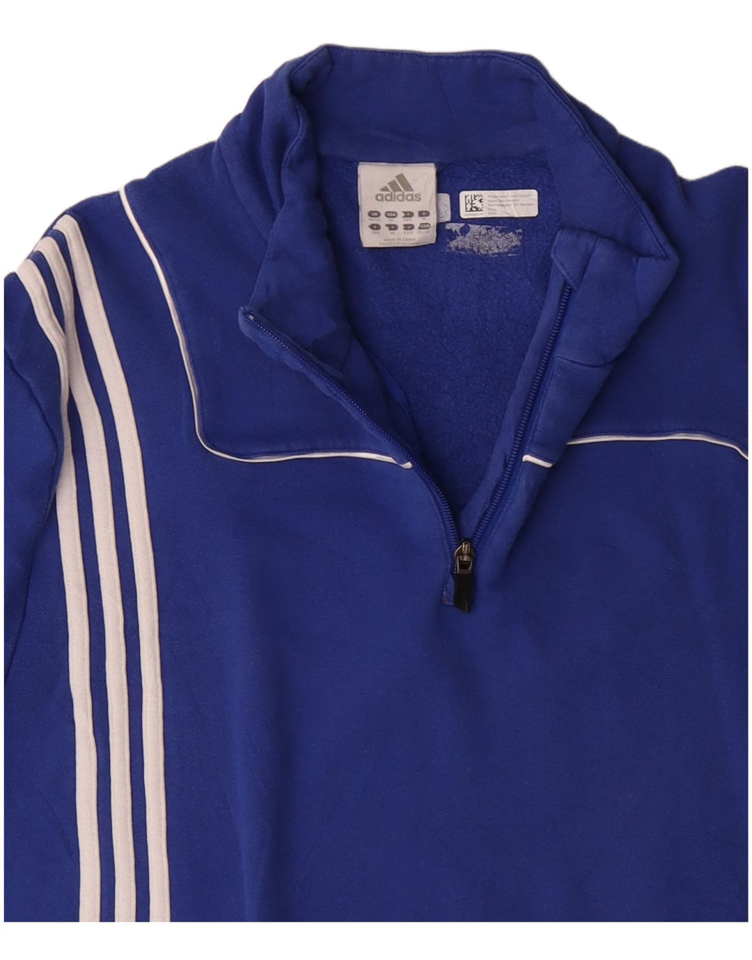 Pulover ADIDAS pentru bărbați, cu fermoar și gât, UK 48/50 XL Albastru