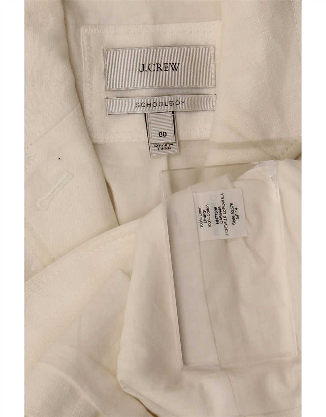 Jachetă blazer pentru femei J. Crew, cu 2 nasturi, US 00 2XS, in alb