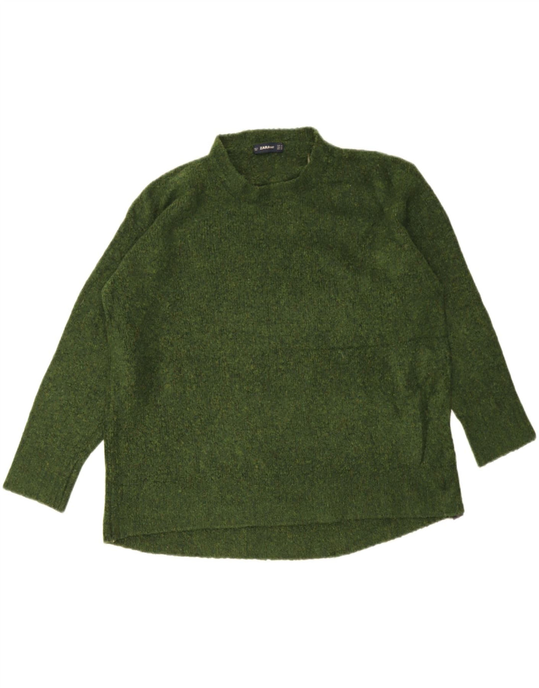 Pulover supradimensionat pentru femei Zara, cu gâtul turn, Marea Britanie 14, verde mijlocie, pete