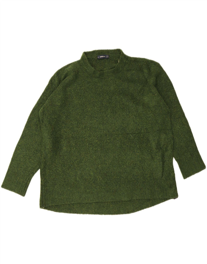 Pulover supradimensionat pentru femei Zara, cu gâtul turn, Marea Britanie 14, verde mijlocie, pete