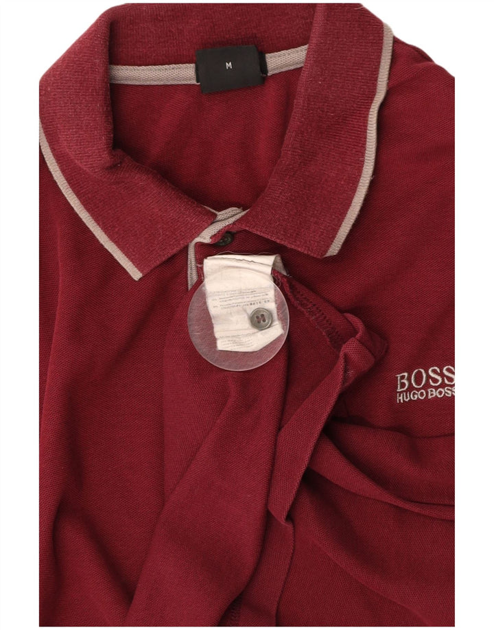 Cămașă polo HUGO BOSS pentru bărbați din bumbac burgundy mediu