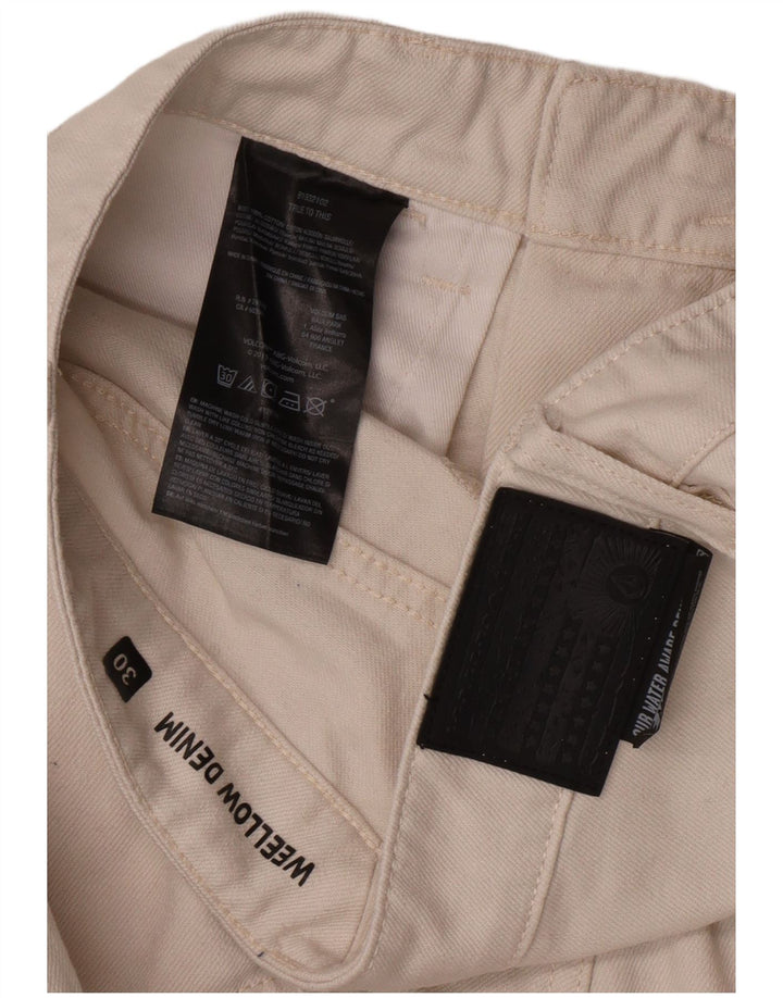 Blugi tăiați pentru bărbați Volcom W30 L25 bumbac alb