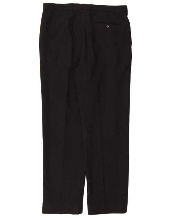 Marks & Spencer Pantaloni de costum bărbătesc cu gheață W36 L33 poliester negru cu dungi