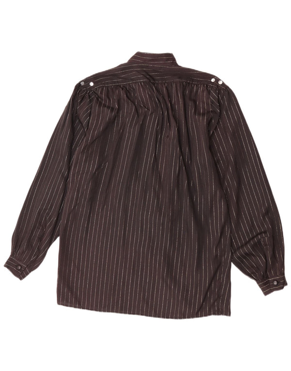 Bluză de cămașă vintage pentru femei UK 14 Medium Black Pinstripe