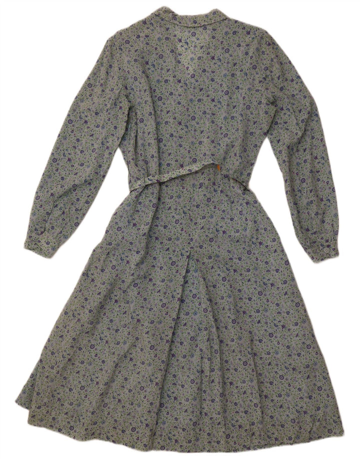 MARELLA Womens Long Sleeve A-Line Dress UK 14 Large Blue Floral