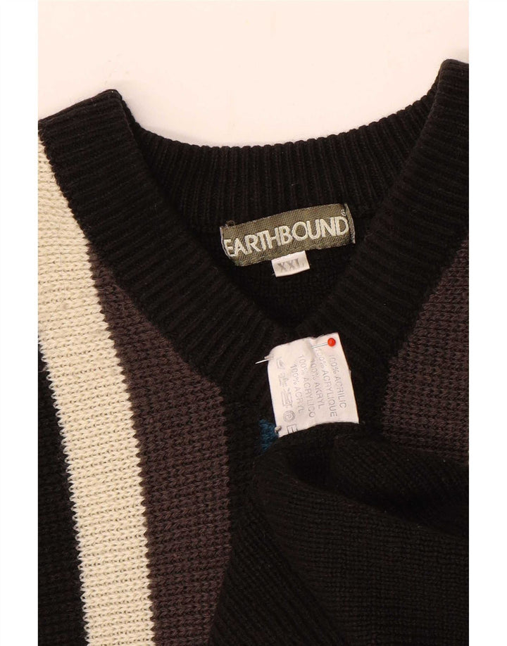 Pulover cu decolteu în V Earthbound pentru bărbați, 2XL, negru, bloc de culoare