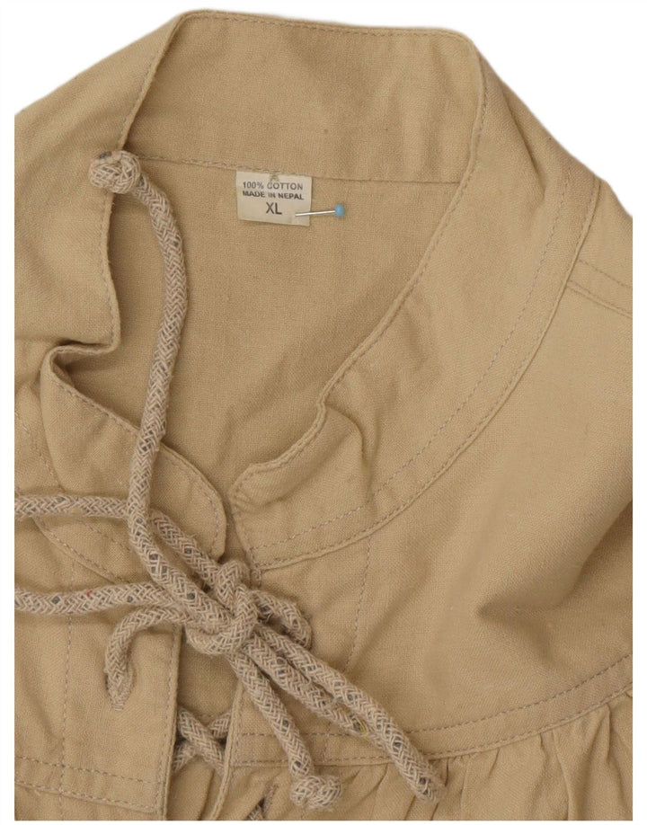 VINTAGE Cămașă Pulover Bărbați XL Verde Bumbac Boem