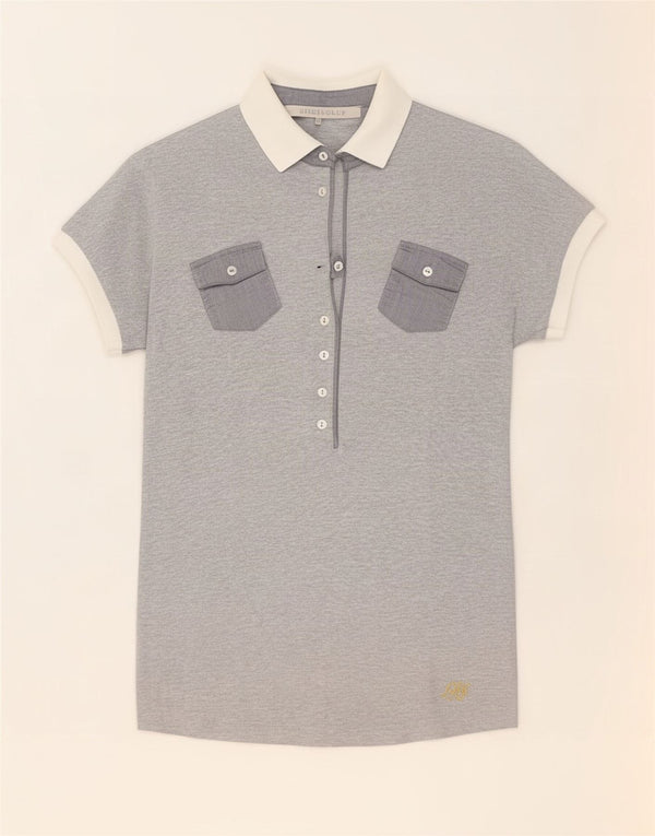 i Blues Tricou polo pentru femei UK 12 Medium Gri Colorblock