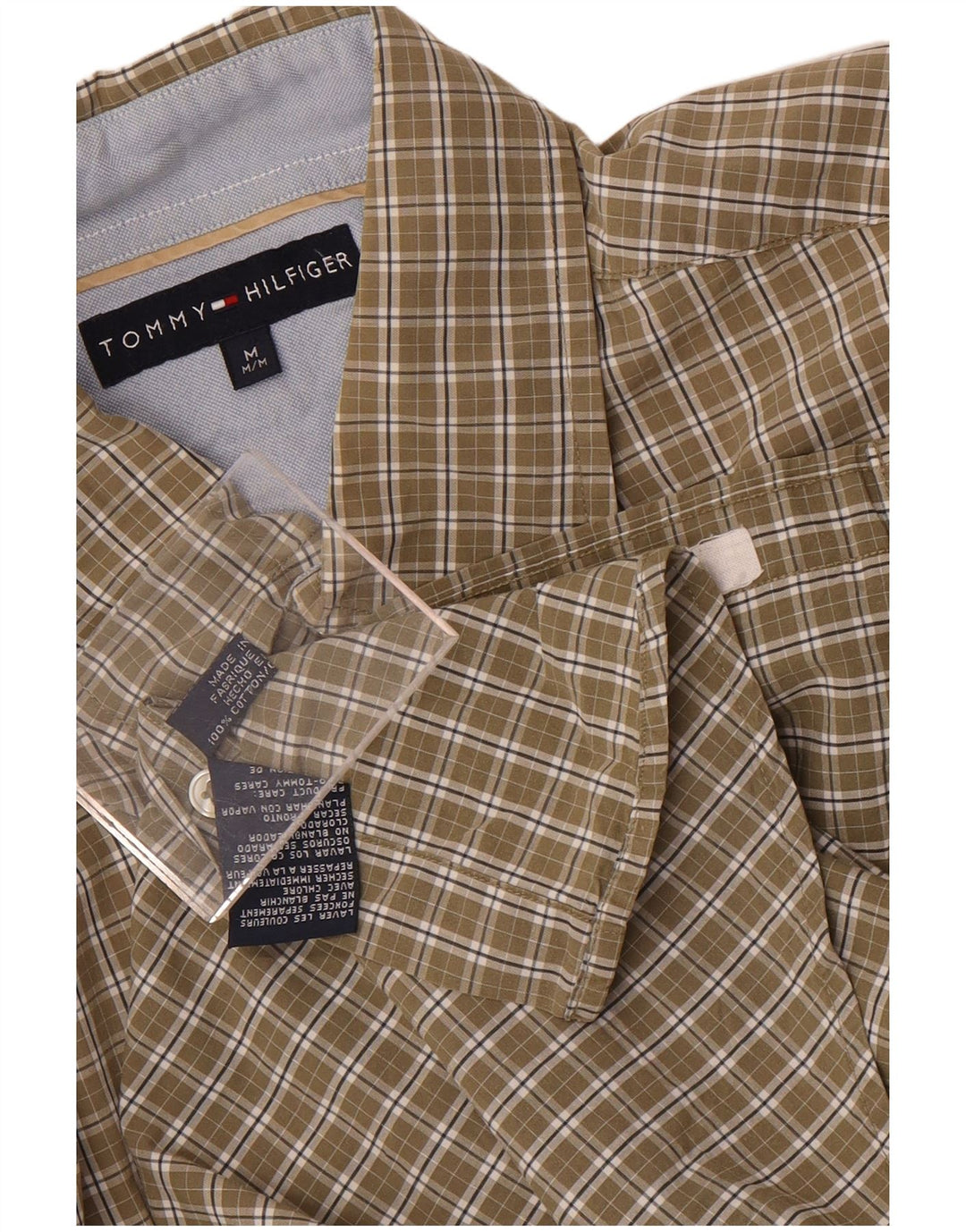 Cămașă pentru bărbați Tommy Hilfiger, bumbac caros mediu kaki